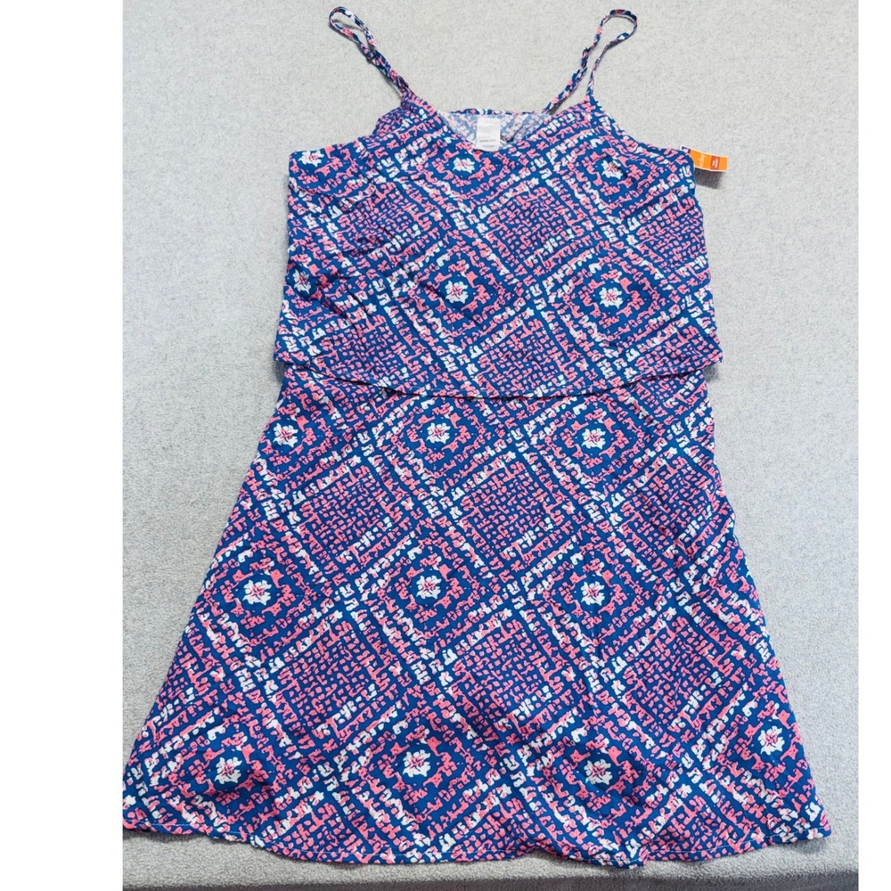 West Loop Women's XL Pink Blue Geometric Print Sleeveless Sundress‎ NWT Flowy
